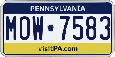 PA license plate MOW7583