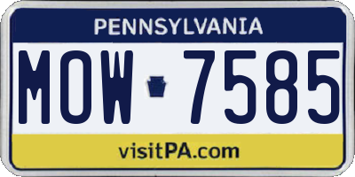 PA license plate MOW7585
