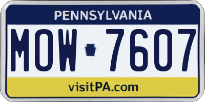 PA license plate MOW7607