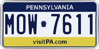 PA license plate MOW7611