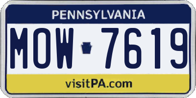 PA license plate MOW7619