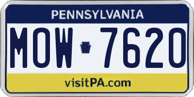 PA license plate MOW7620