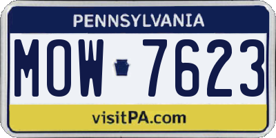 PA license plate MOW7623