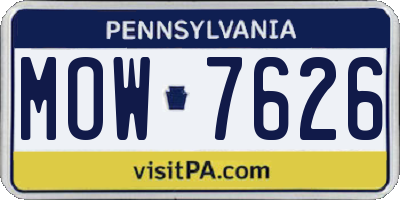 PA license plate MOW7626