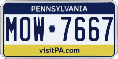 PA license plate MOW7667