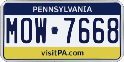 PA license plate MOW7668