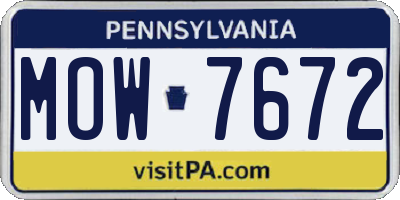 PA license plate MOW7672