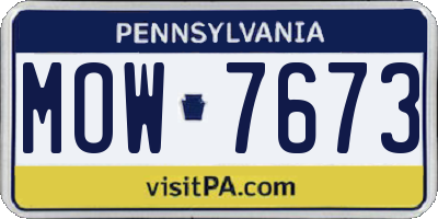PA license plate MOW7673