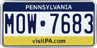 PA license plate MOW7683