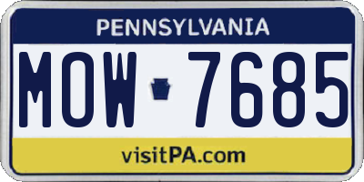 PA license plate MOW7685
