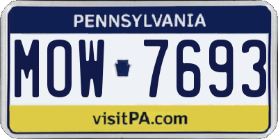 PA license plate MOW7693