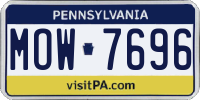 PA license plate MOW7696