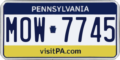 PA license plate MOW7745