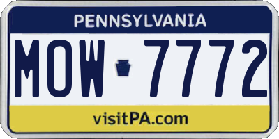 PA license plate MOW7772