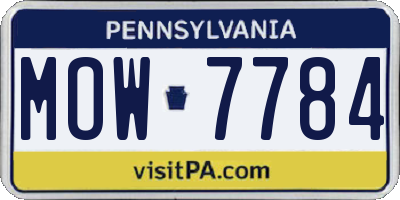 PA license plate MOW7784