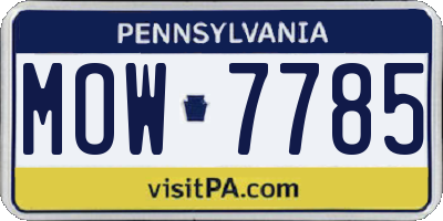 PA license plate MOW7785