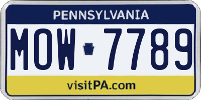 PA license plate MOW7789