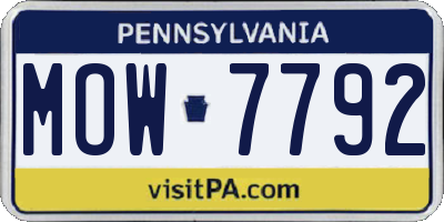 PA license plate MOW7792