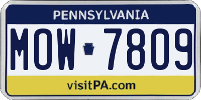 PA license plate MOW7809