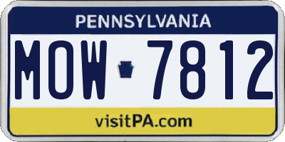 PA license plate MOW7812