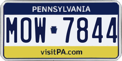 PA license plate MOW7844