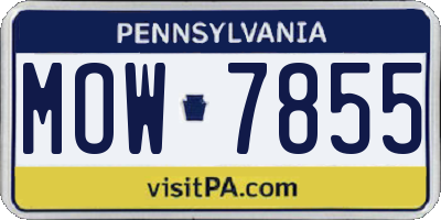 PA license plate MOW7855