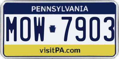 PA license plate MOW7903