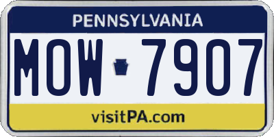 PA license plate MOW7907