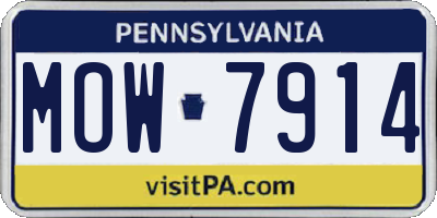 PA license plate MOW7914