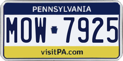 PA license plate MOW7925