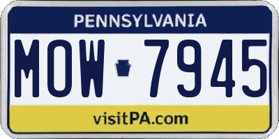 PA license plate MOW7945