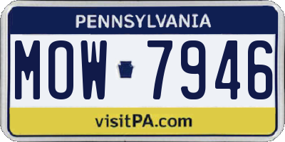 PA license plate MOW7946