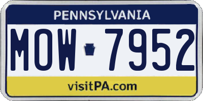 PA license plate MOW7952