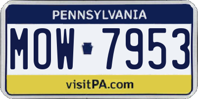 PA license plate MOW7953