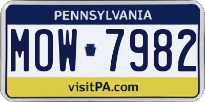 PA license plate MOW7982