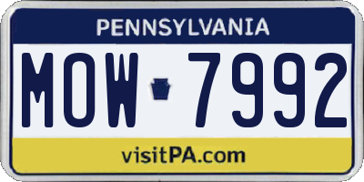 PA license plate MOW7992