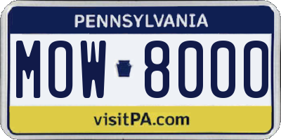 PA license plate MOW8000