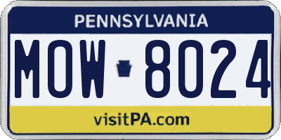 PA license plate MOW8024