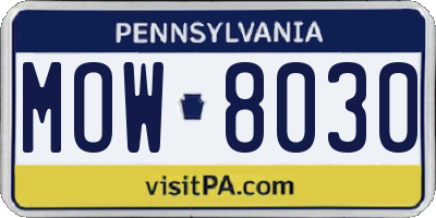 PA license plate MOW8030