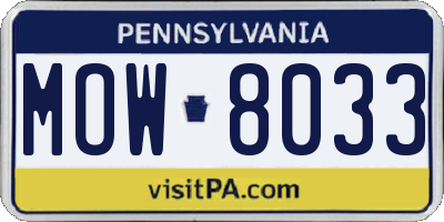 PA license plate MOW8033