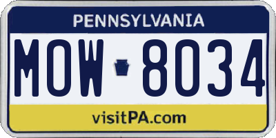 PA license plate MOW8034