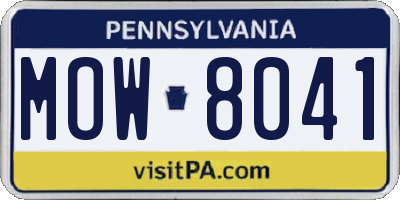 PA license plate MOW8041