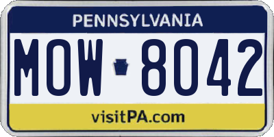 PA license plate MOW8042