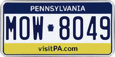 PA license plate MOW8049