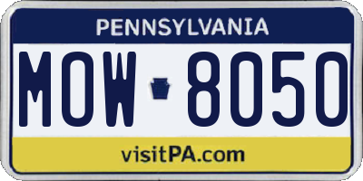 PA license plate MOW8050