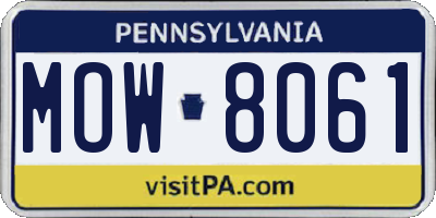 PA license plate MOW8061