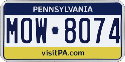 PA license plate MOW8074