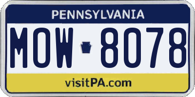 PA license plate MOW8078