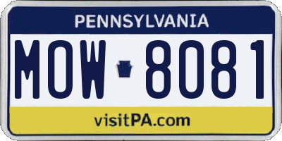 PA license plate MOW8081