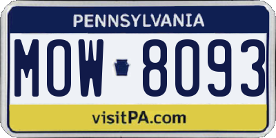 PA license plate MOW8093